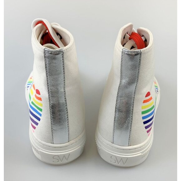 NIB Stuart Weitzman Hightop Shoes In White Size 38.5 - Picture 4 of 12